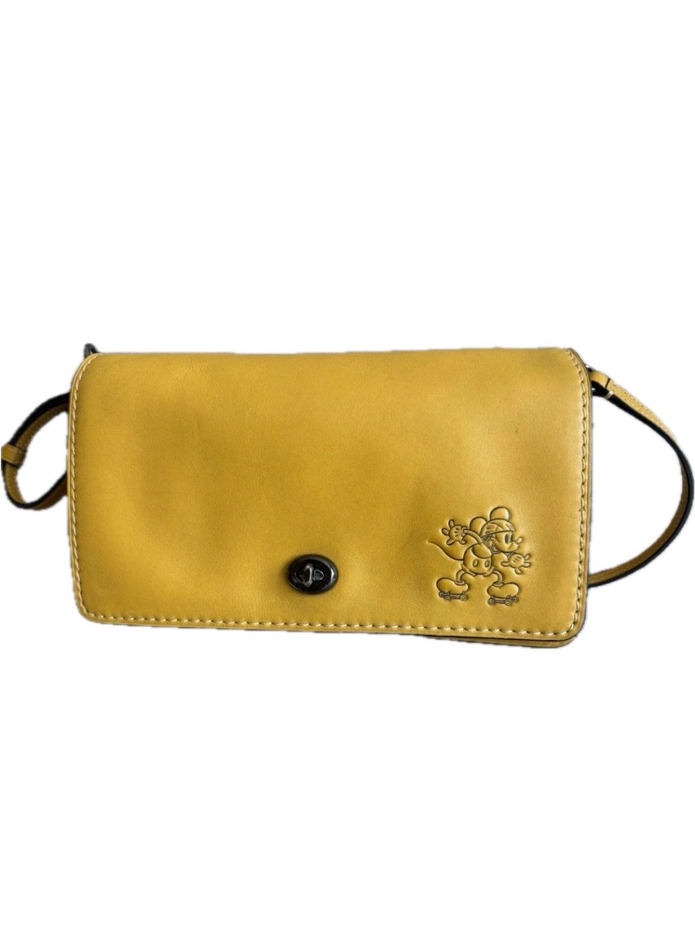 COACH x DISNEY 1941 Dinky Skating Mickey Mouse Yellow CrossBody Leather Bag 3793 - Picture 3 of 14
